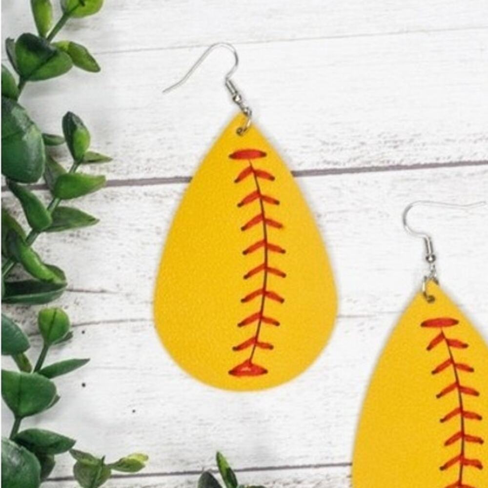 Softball Teardrop Earrings Pitch Please - Picture 2 of 2